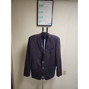 Talia Blazer Size 44 L plaid. Red Purple Blue